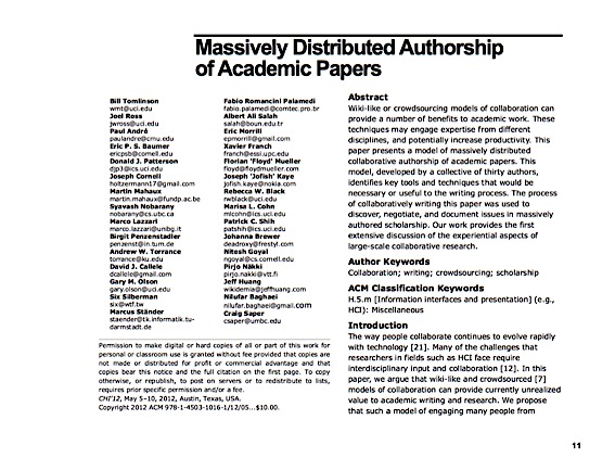 Massively distributed authorship of academic papers