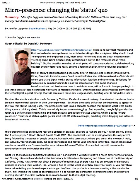 Micro-presence: Changing the 'Status' Quo