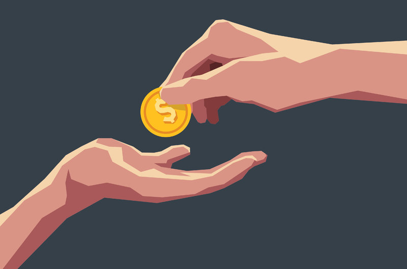 One hand giving another hand a coin from the MIT Enterprise Forum Event, DOING GOOD: THE ROLE OF AI IN NONPROFIT FUNDRAISING